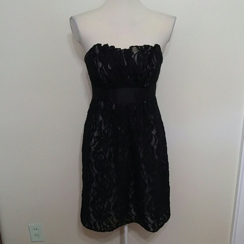 WHBM strapless floral lace midi dress size 2